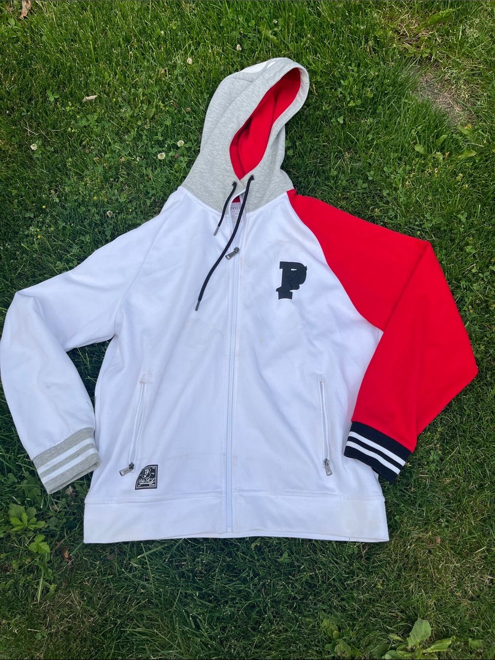 Polo Ralph Lauren XL Red & White Hooded Zip-Up Sweatshirt
